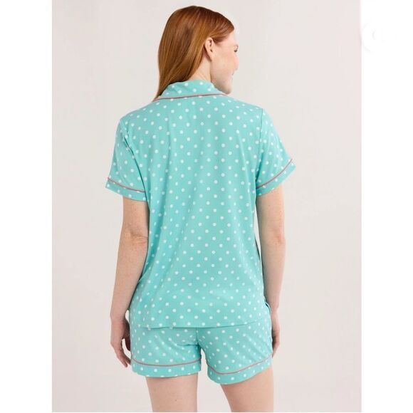 Dreamy Soft Short Sleeve Knit Notch Collar Top & Shorts Pajama 2-Pc Set Size S - Picture 7 of 9
